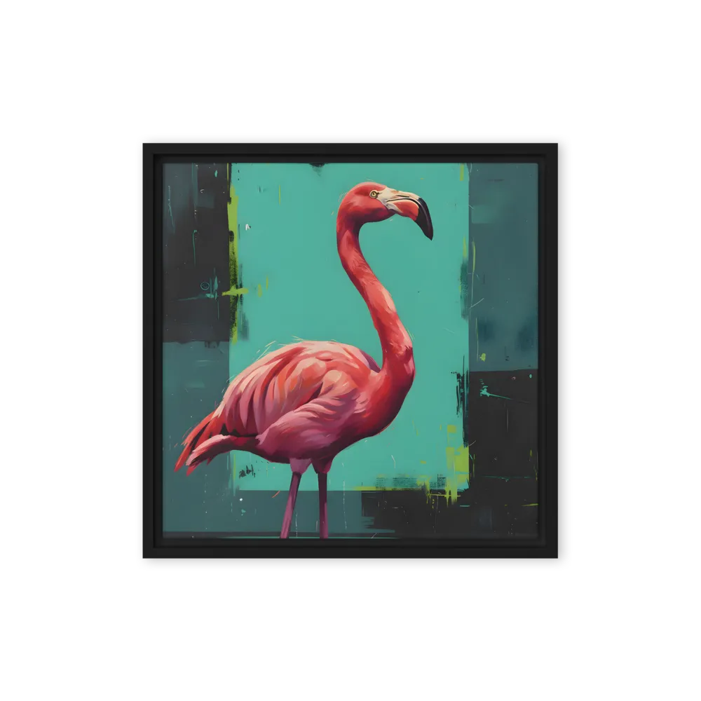 Teal Flamingo 
 Canvas with Black Frame