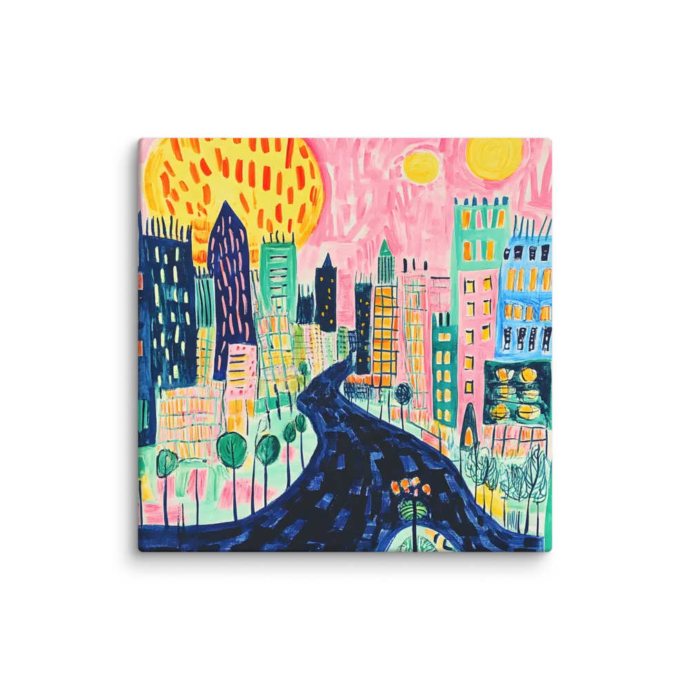 Whimsical Cityscape | Canvas | 32″×32″