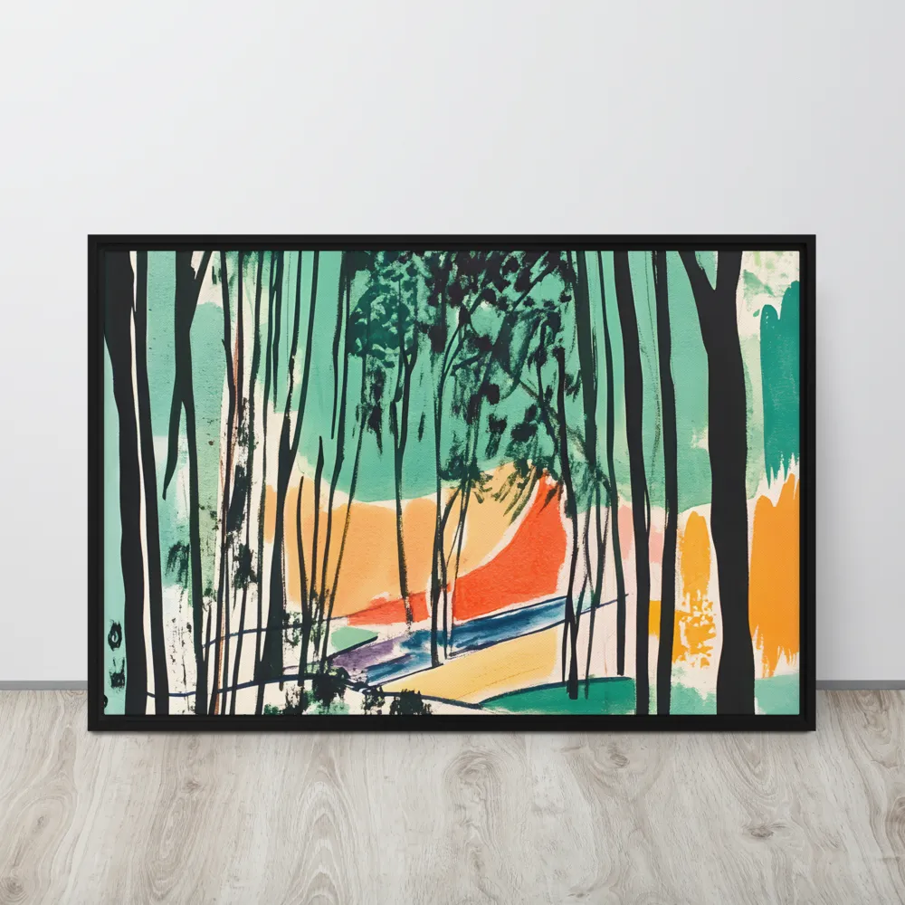 Winding Path Through the Forest | Canvas with Black Frame | 24″×36″