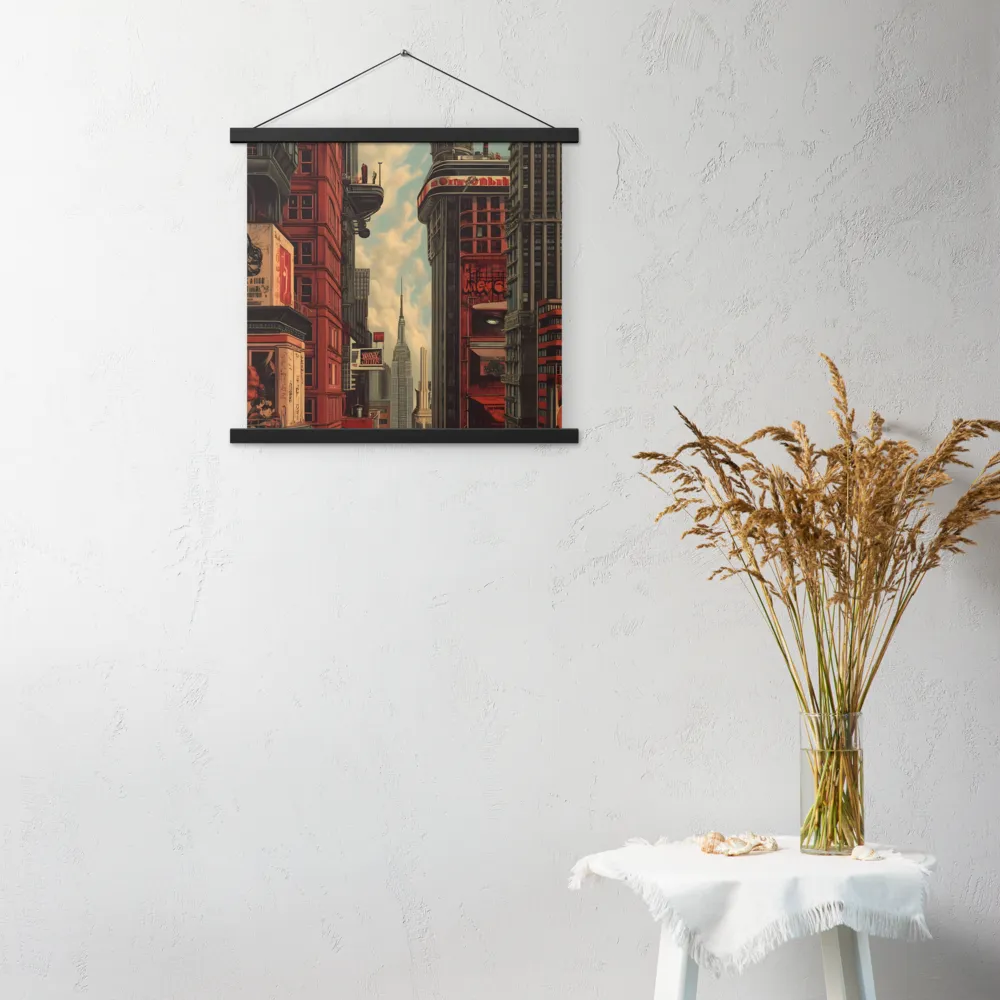 A Glimpse of Tomorrow: Urban Ambition | Poster With Black Wood Hanger | 18″×18″