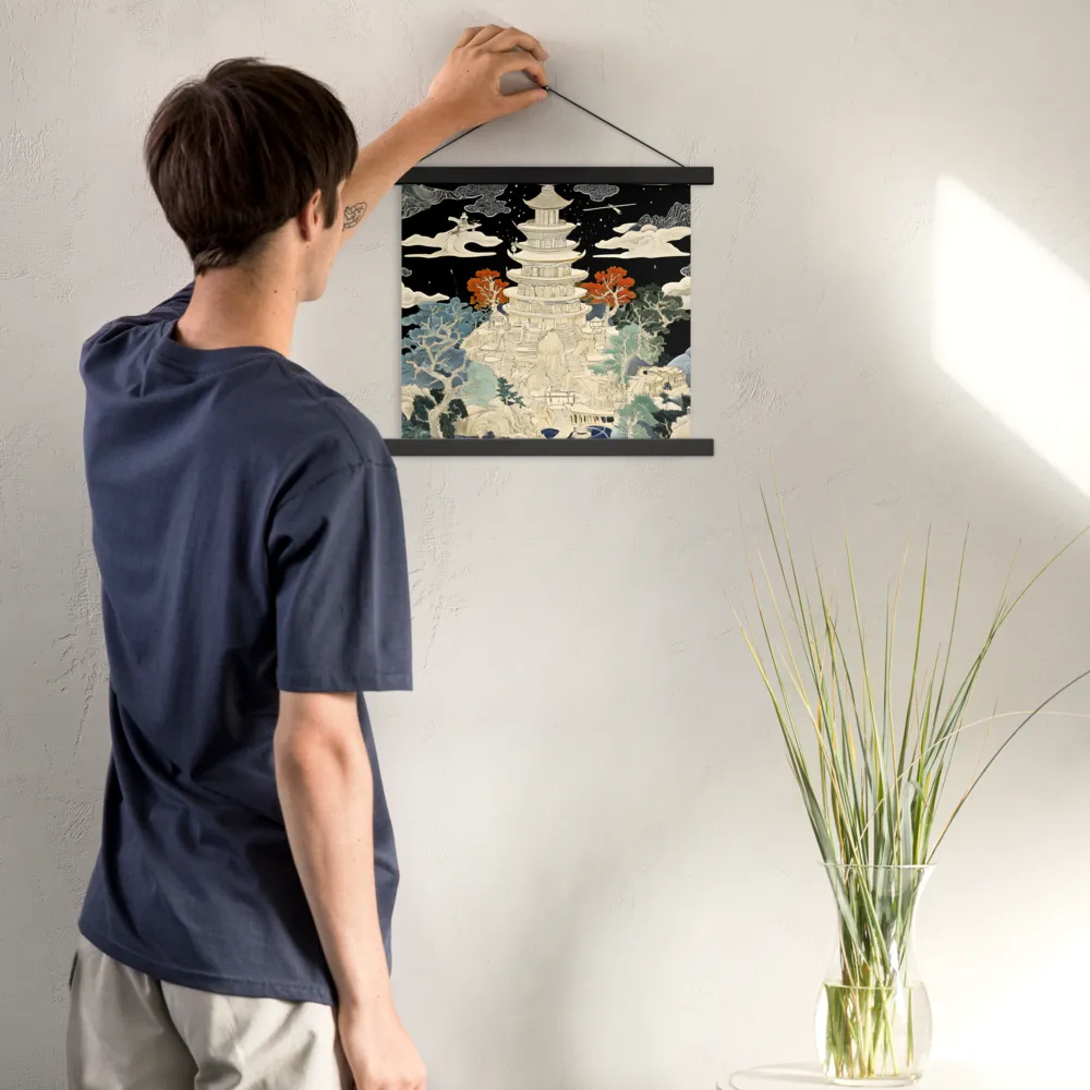 Whispers of the Pagoda | Poster With Black Wood Hanger | 14″×14″