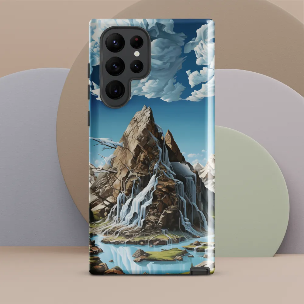 Majestic Cascade: A Mountain Masterpiece | Phone Case |  S22 Ultra | Tough Case | Glossy