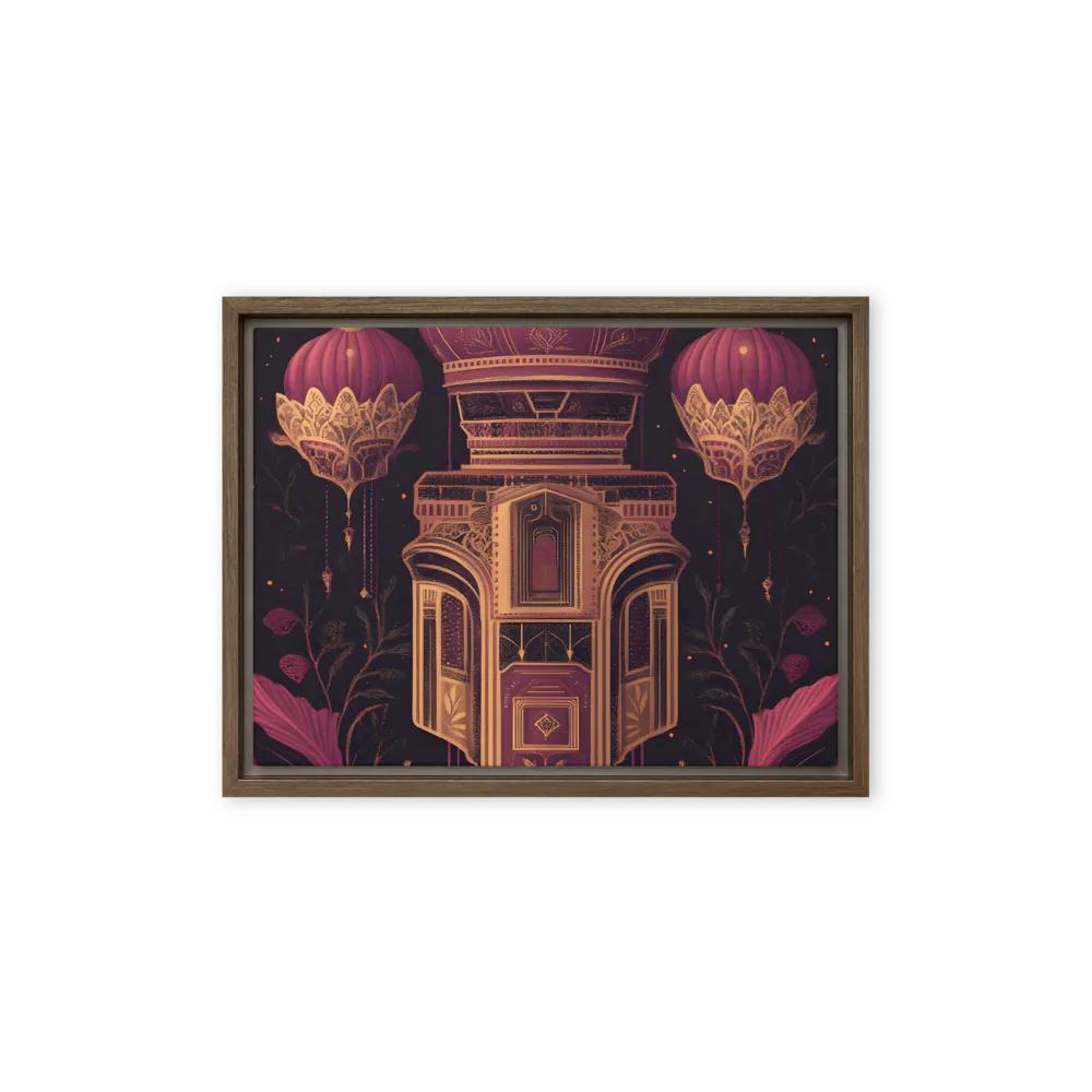 Ornate Harmony: A Digital Floral Architecture | Canvas with Brown Frame | 12″×16″