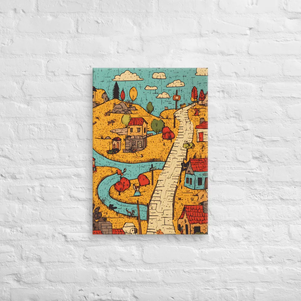 Whimsical Village Landscape | Canvas | 18″×26″