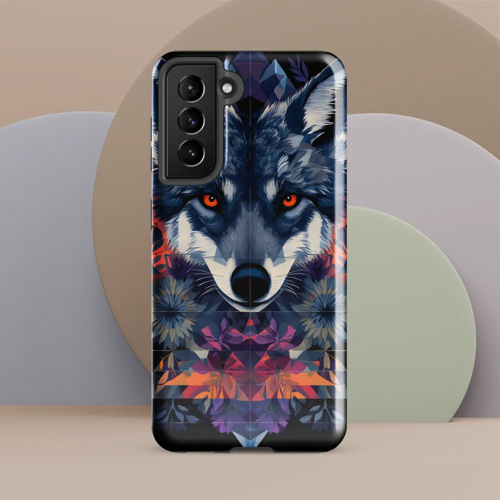 Mystical Wolf Amidst Floral Geometry