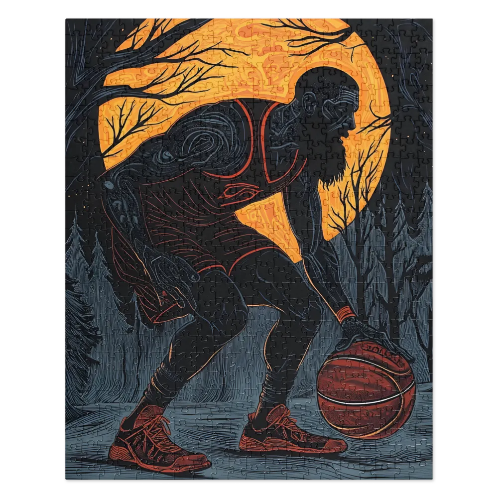 Under the Moonlight: A Basketball Player's Dance | Jigsaw Puzzle | 520 pieces