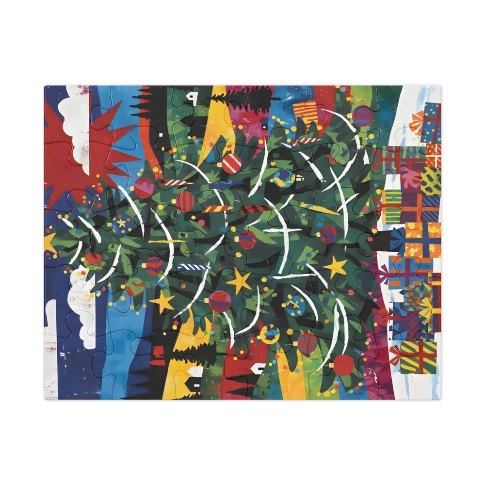 Colorful Christmas Tree 
 Jigsaw Puzzle in Tin Box