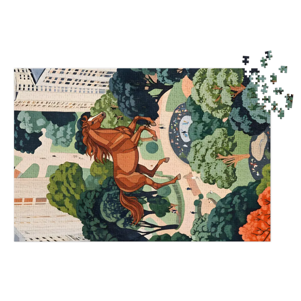 The Urban Equine Leap 
 Jigsaw Puzzle in Tin Box