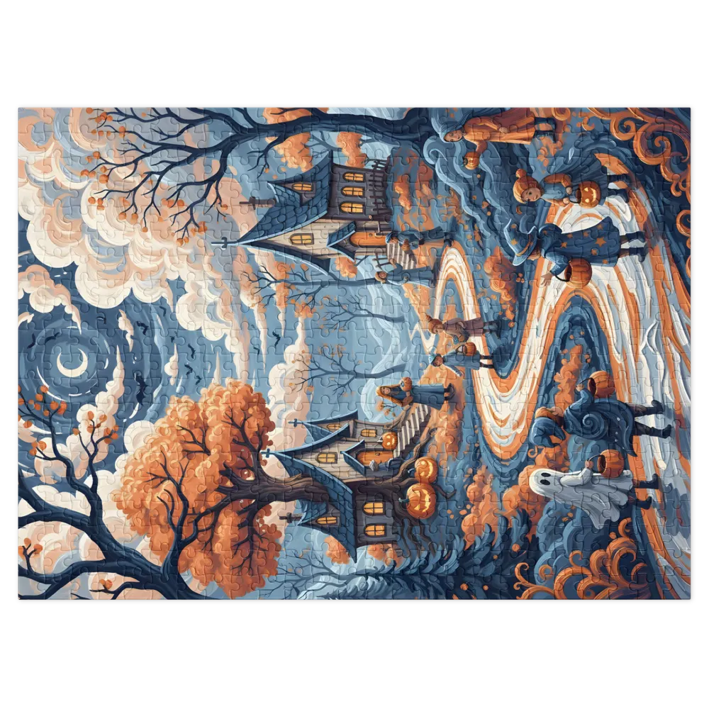 Whimsical Halloween Trick-or-Treat 
 Jigsaw Puzzle in Tin Box