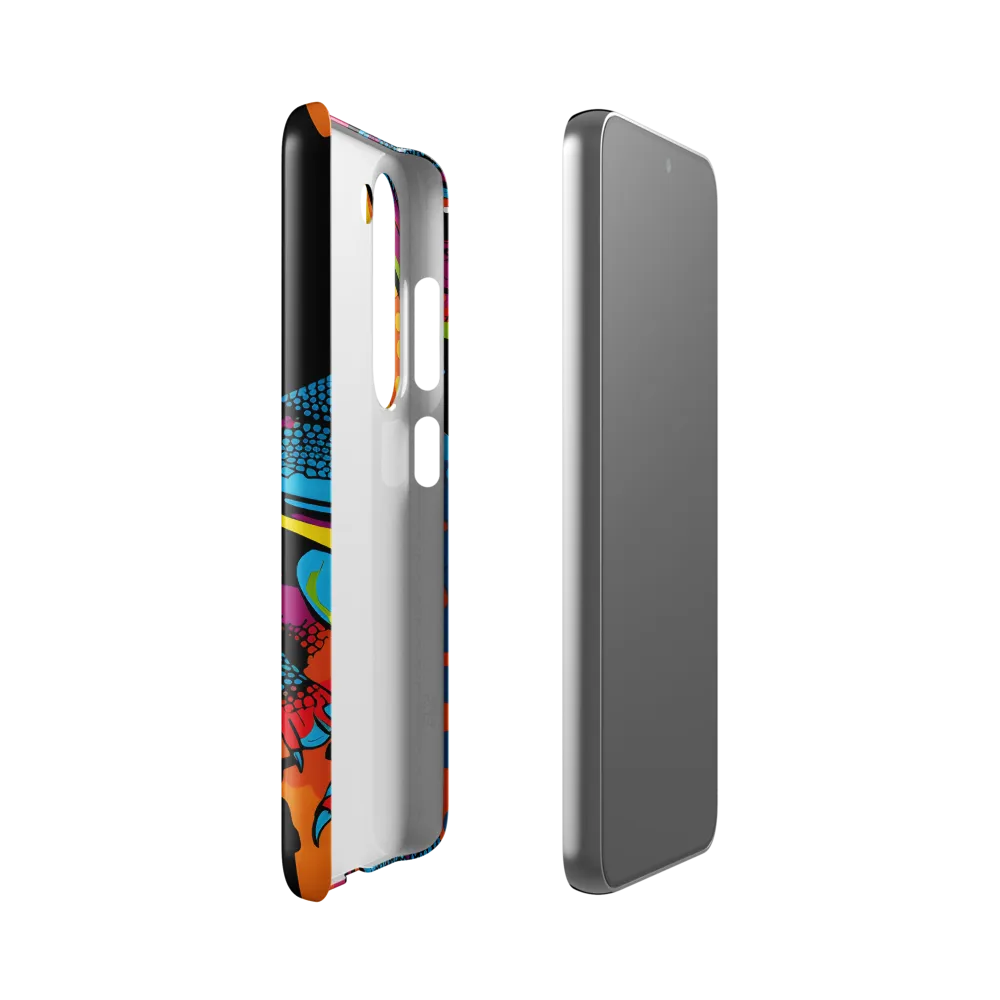 Colorful Encounters: The Playful Geckos | Phone Case |  S23 | Snap Case | Glossy