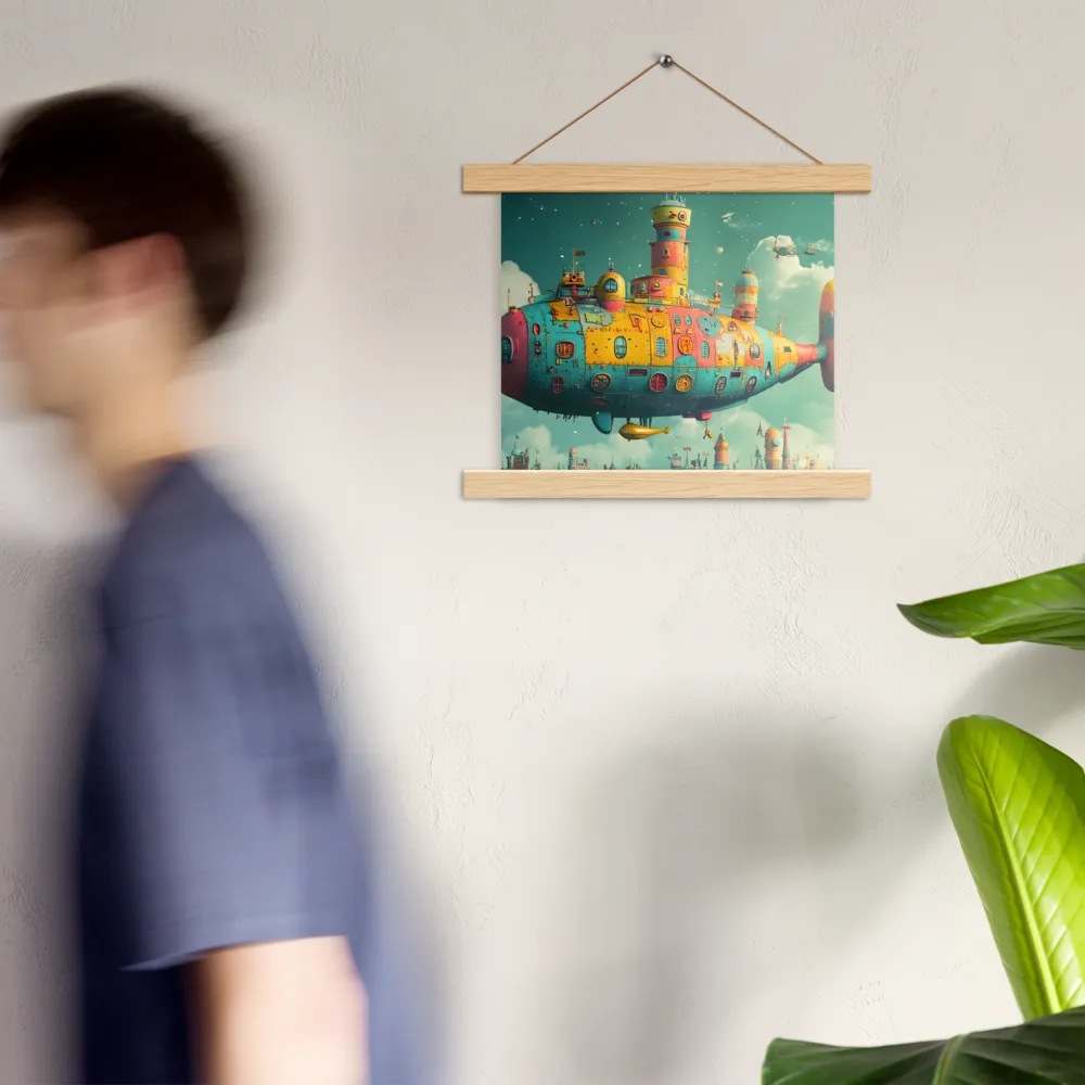 Submerged Dreams: A Whimsical Voyage | Poster With Oak Wood Hanger | 10″×10″