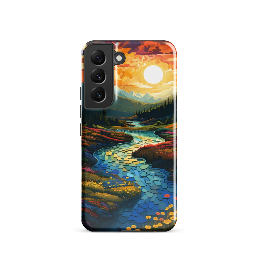 Serenity in Sunset: A Winding River's Embrace