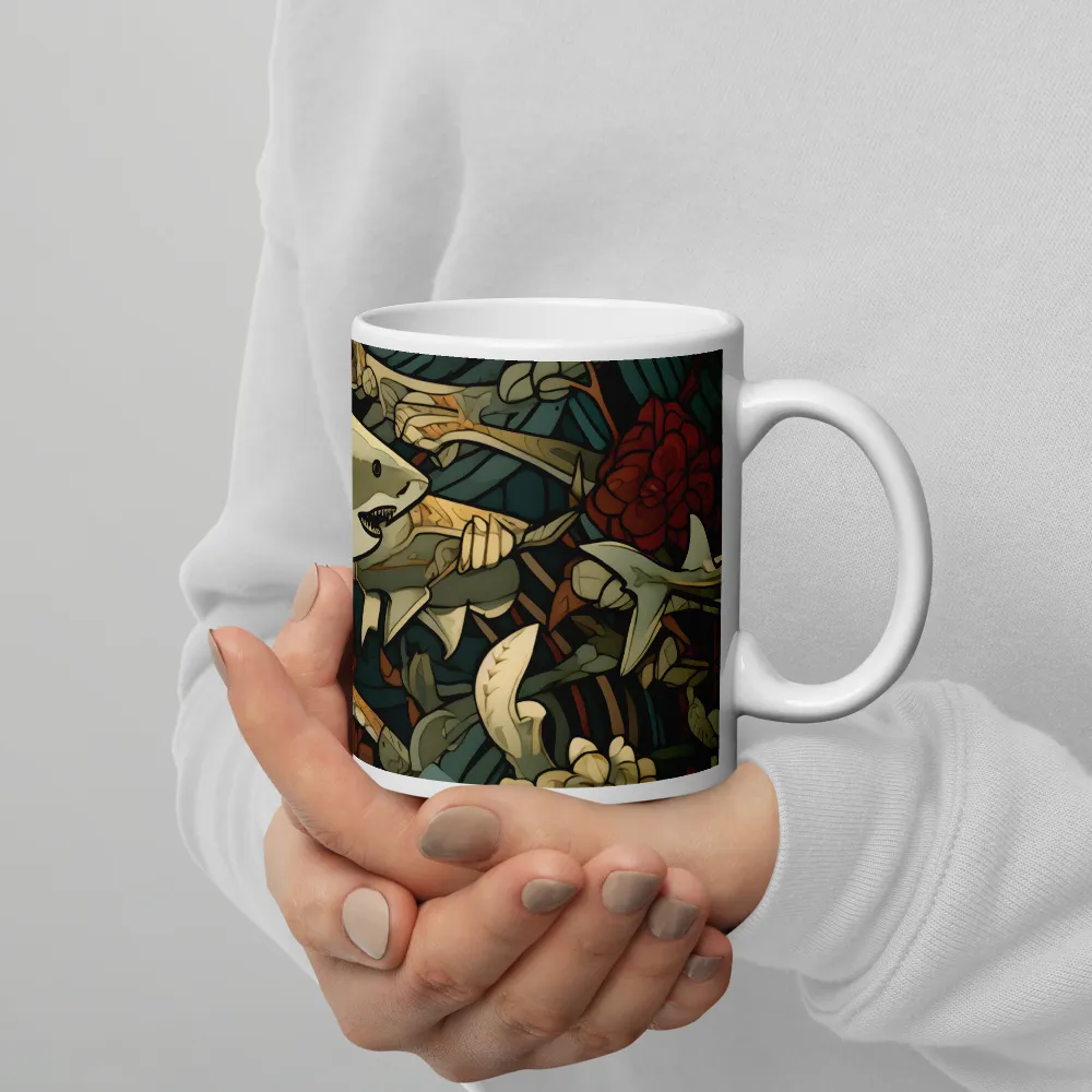 Dynamic Harmony of Sharks and Flora | Mugs | Multiple Sizes & Colors