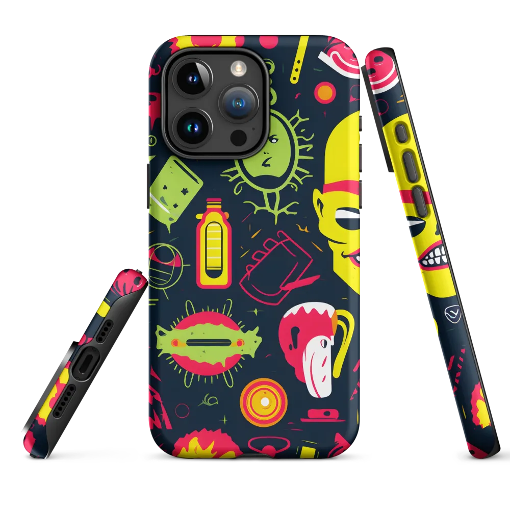 Neon Revelry: A Quirky Exploration of Modern Pop Art | Phone Case |  15 Pro Max | Tough Case | Matte