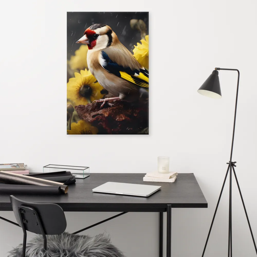 Harmony in Nature: A Goldfinch Amidst Blooms