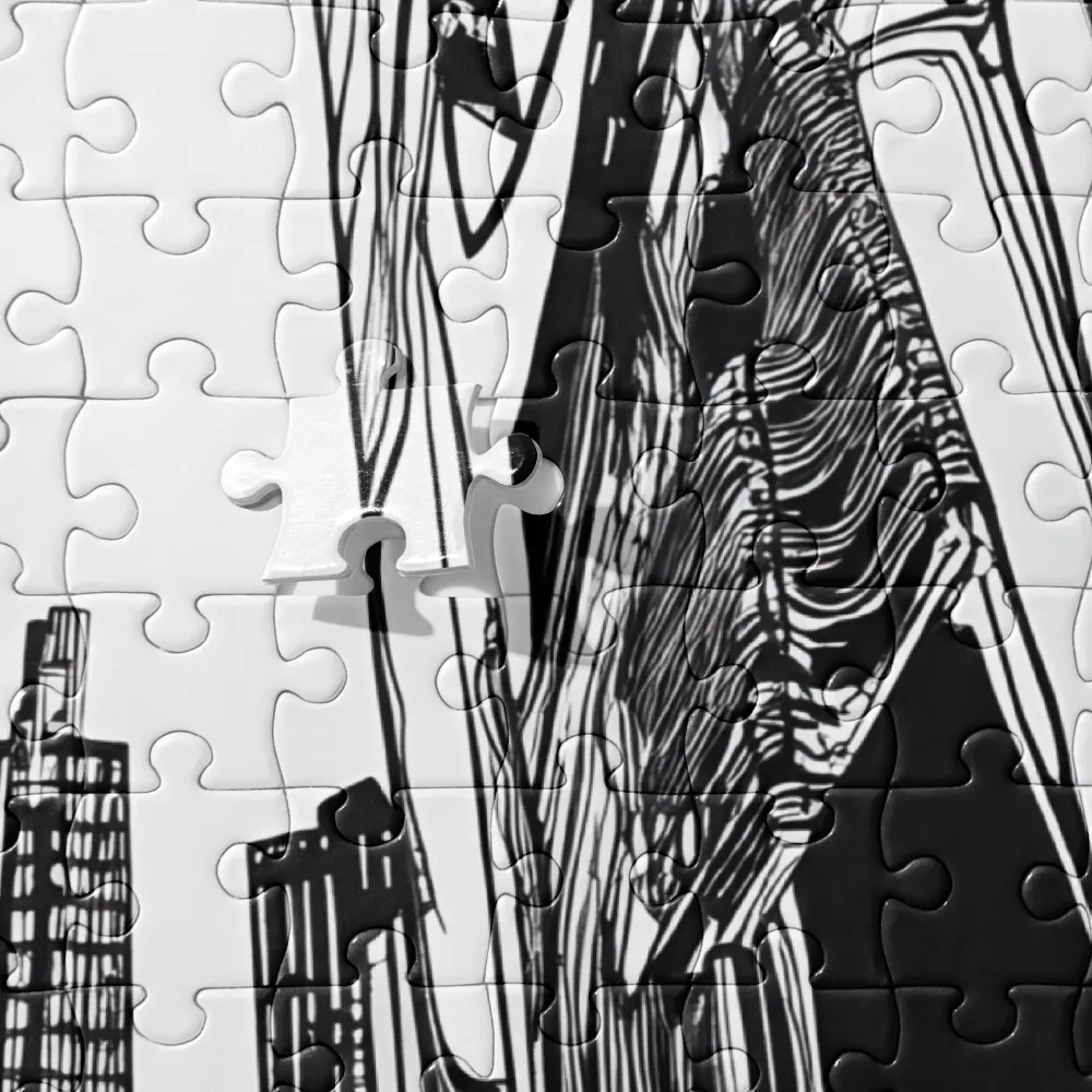 Urban Echoes: A Line Art Journey | Jigsaw Puzzle | 252 pieces