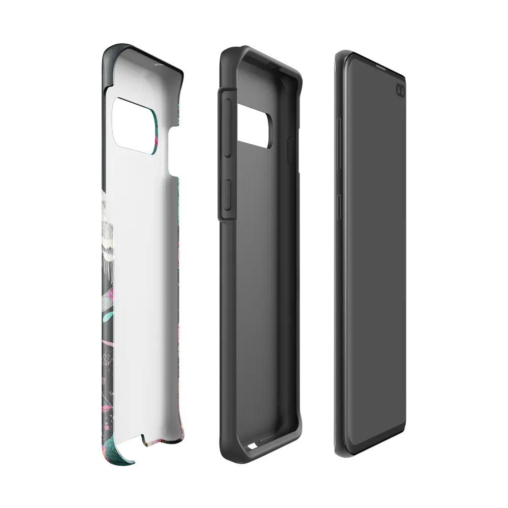 Ethereal Presence: Heron in a Floral Dreamscape | Phone Case |  S10 | Tough Case | Glossy