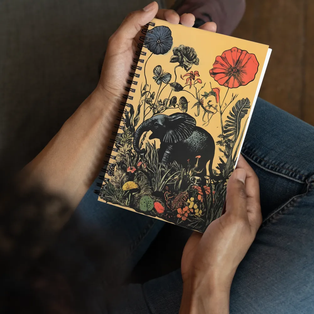 Floral Majesty: The Elephant's Sanctuary | Spiral Notebook