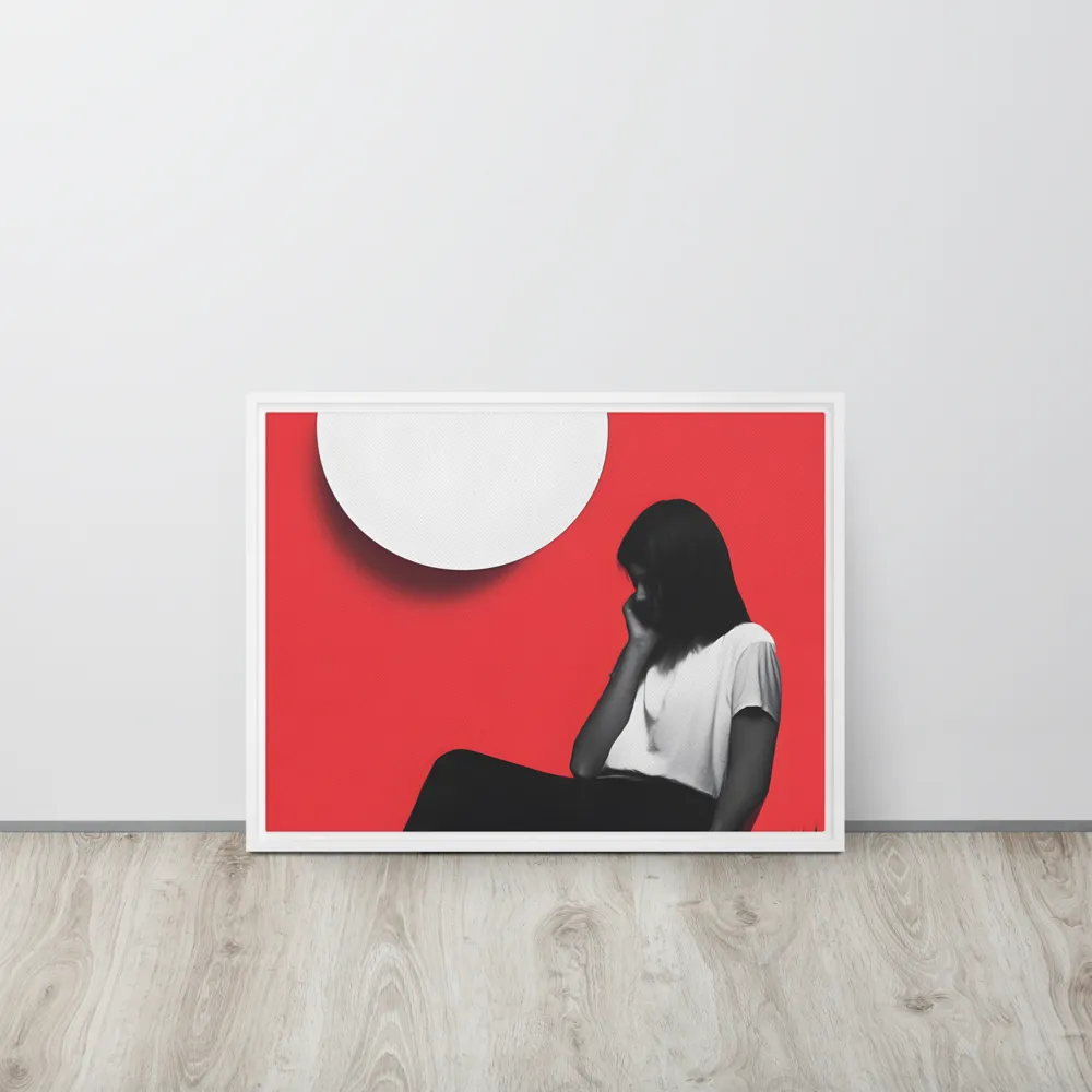 Contemplation in Red | Canvas with White Frame | 18″×24″
