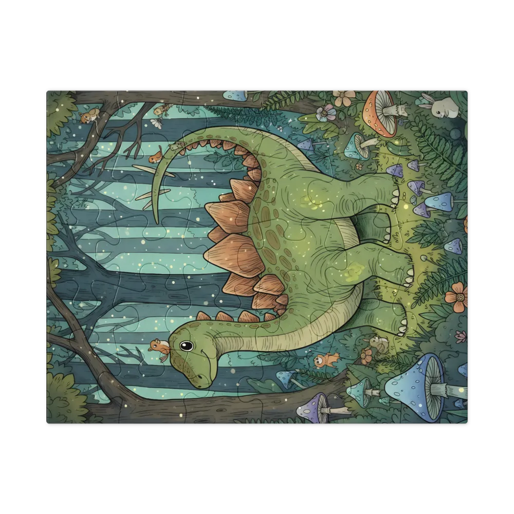 Woodland Stegosaurus 
 Jigsaw Puzzle in Tin Box