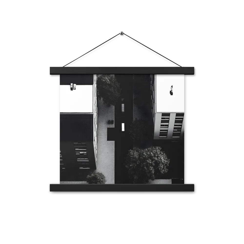 Urban Serenity from Above | Poster With Black Wood Hanger | 14″×14″