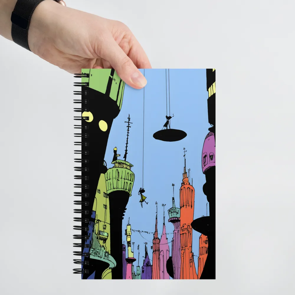 Whimsical Heights: A Futuristic Cityscape | Spiral Notebook