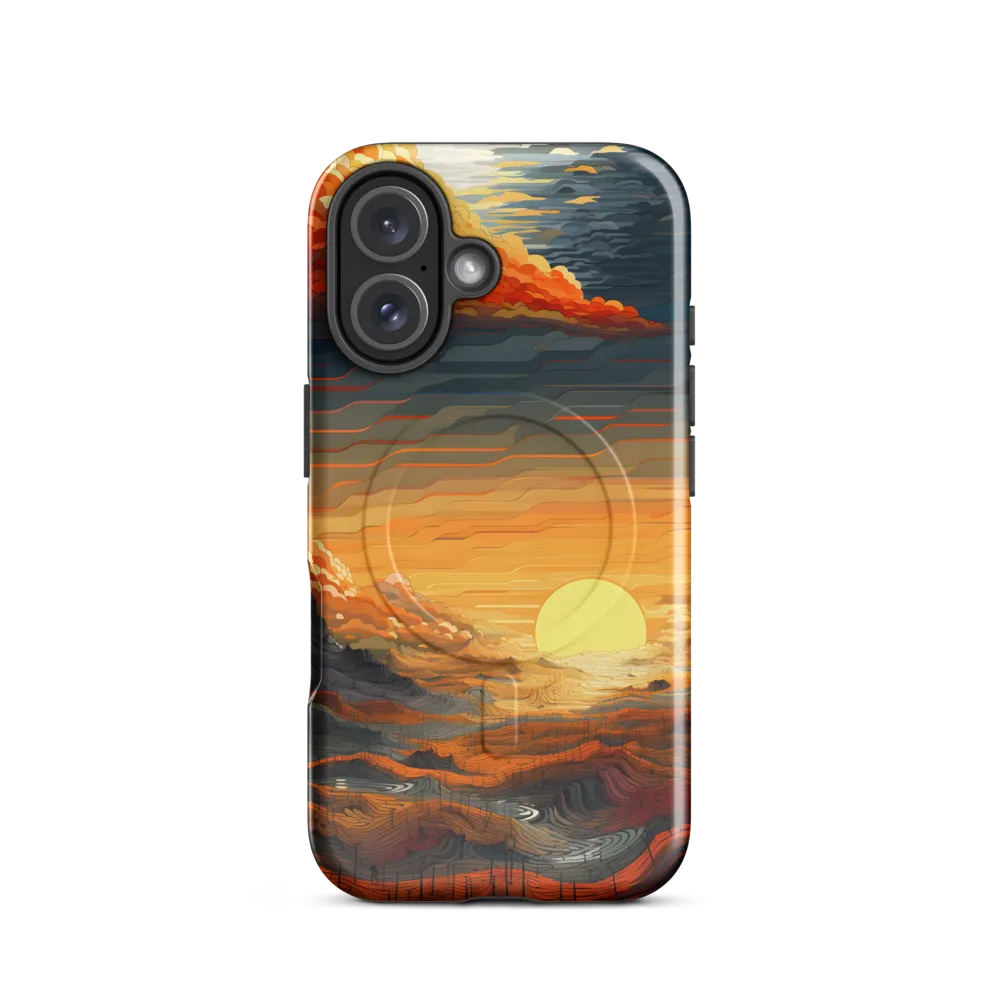 Ethereal Sunset: A Serene Landscape in Flowing Forms | Phone Case |  16 | MagSafe® Tough Case | Glossy