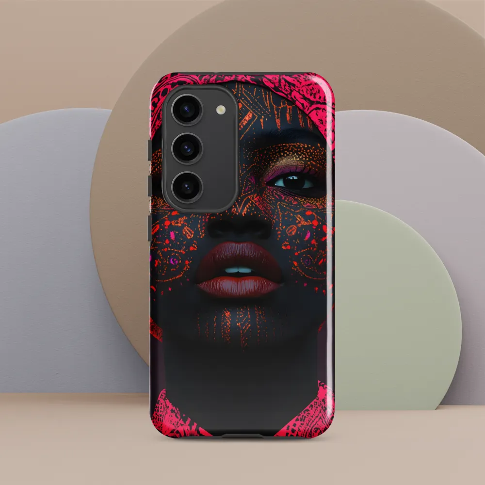Neon Adornments: A Portrait of Cultural Expression | Phone Case |  S23 | Tough Case | Glossy