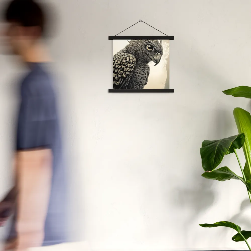 Majestic Owl in Detail | Poster With Black Wood Hanger | 14″×14″