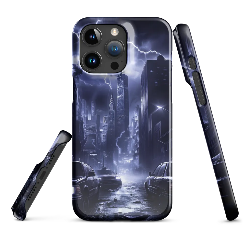 Stormy Cityscape: Shadows of the Night | Phone Case |  15 Pro Max | Snap Case | Glossy