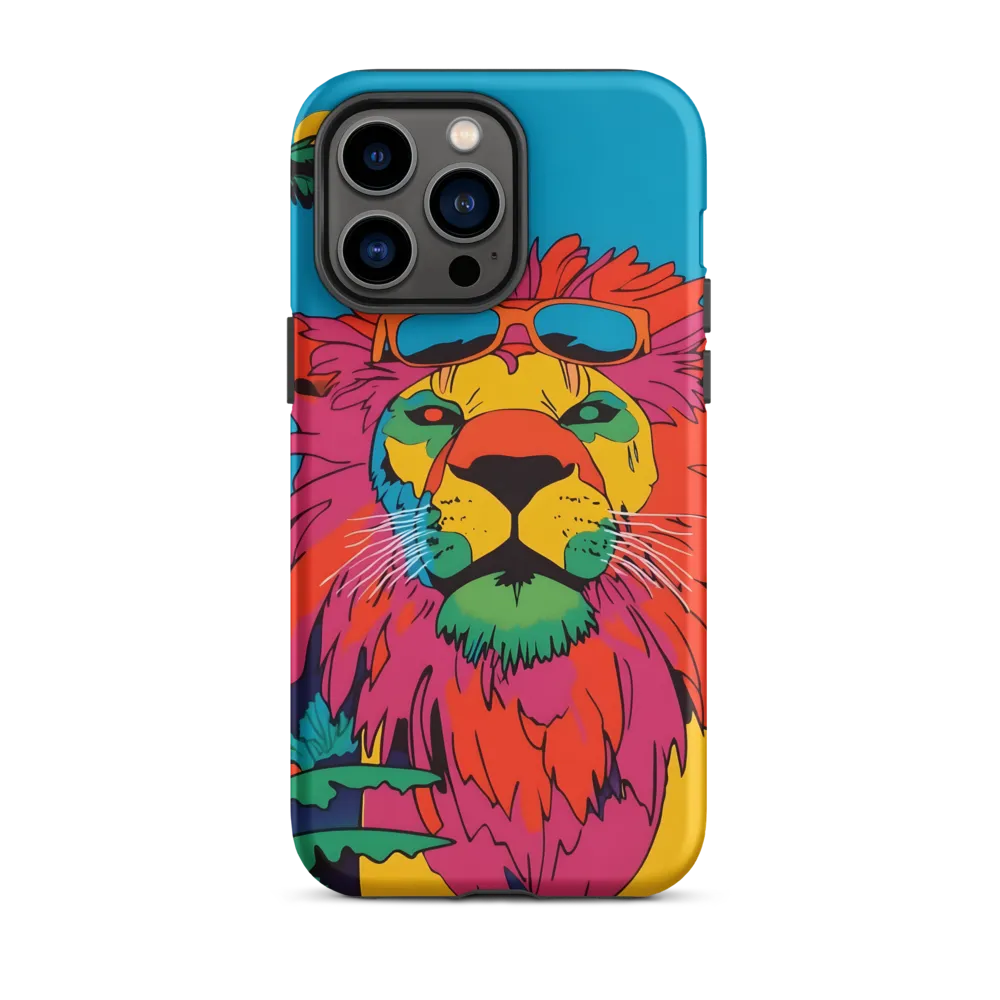 Lion with Sunglasses: A Vibrant Tropical Portrait