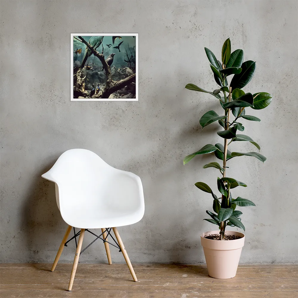 Whispers of the Avian Realm | Poster with White Frame | 18″×18″