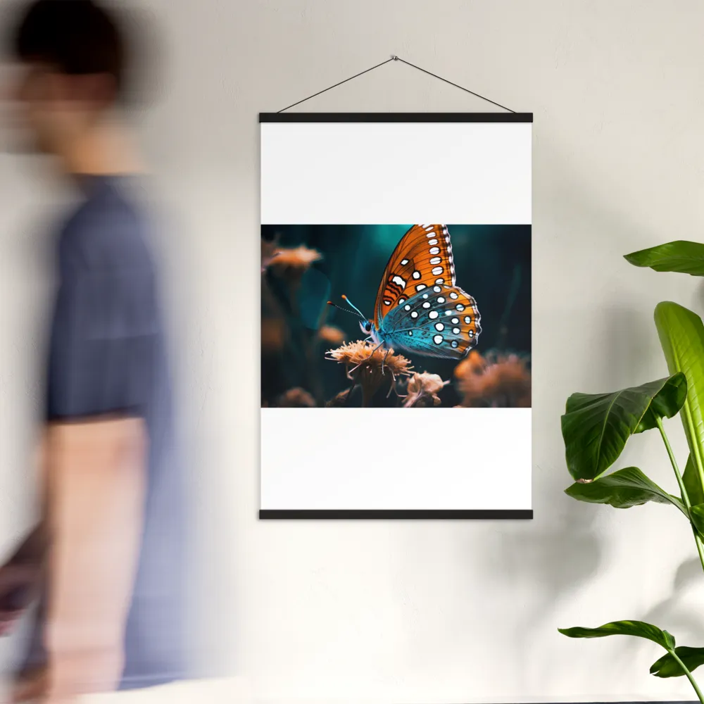 Whispers of Color: The Butterfly's Embrace | Poster With Black Wood Hanger | 24″×36″
