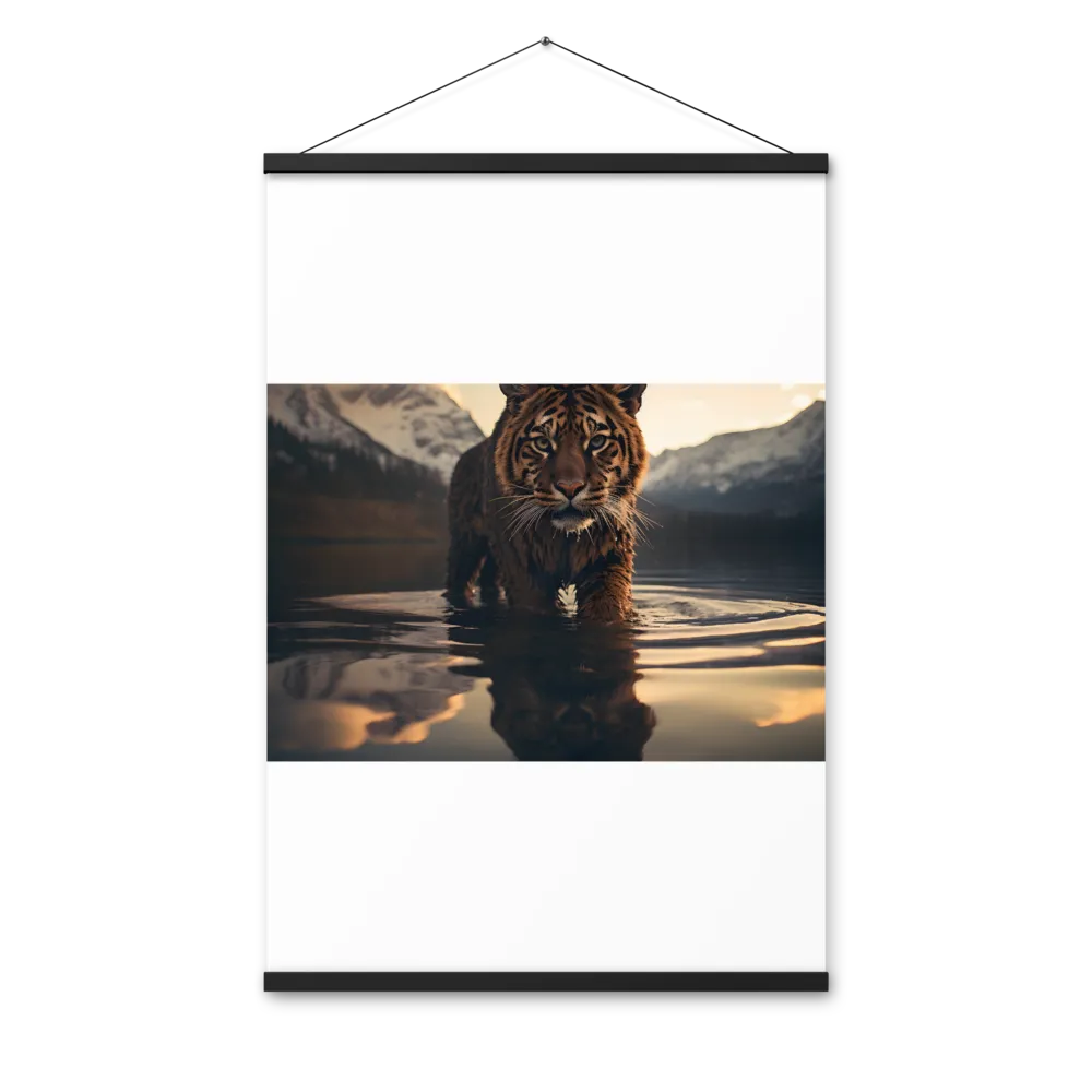 Majestic Reflection: The Tiger's Domain | Poster With Black Wood Hanger | 24″×36″