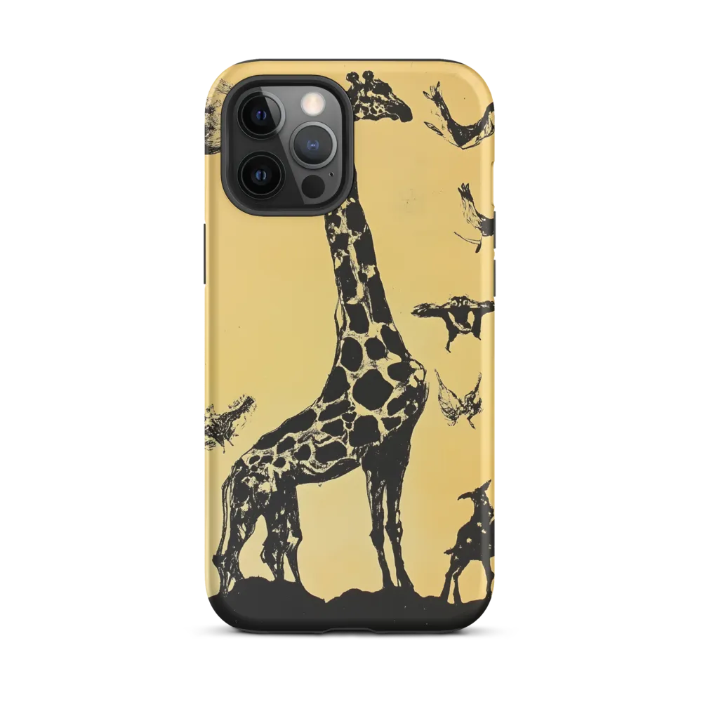 Whimsical Harmony of Giraffe and Birds