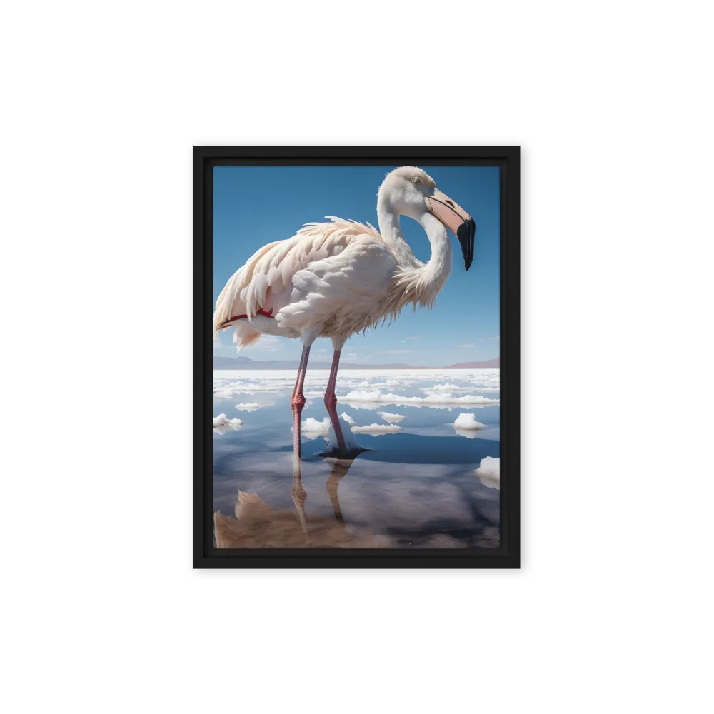 Graceful Solitude of a Flamingo | Canvas with Black Frame | 9″×12″