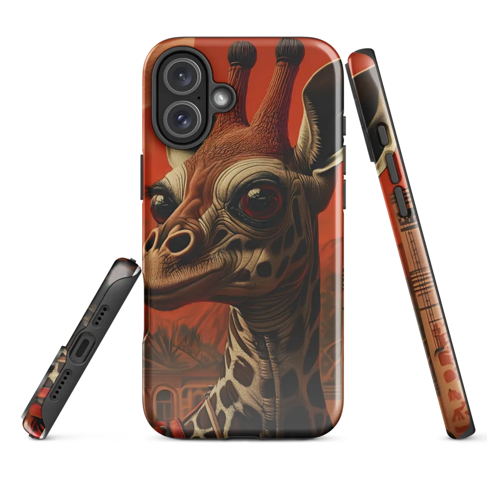 Whimsical Giraffe in an Orange Dreamscape