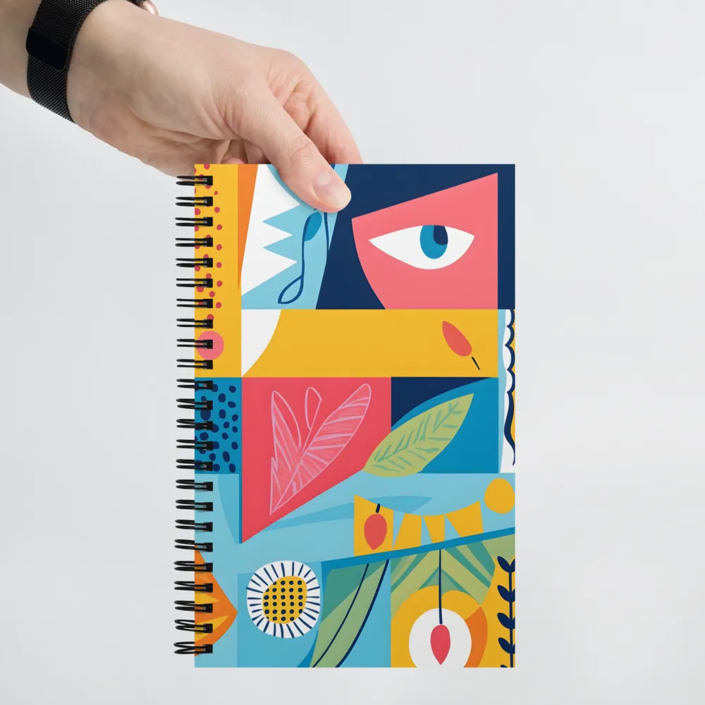 Vibrant Geometric Visage | Spiral Notebook