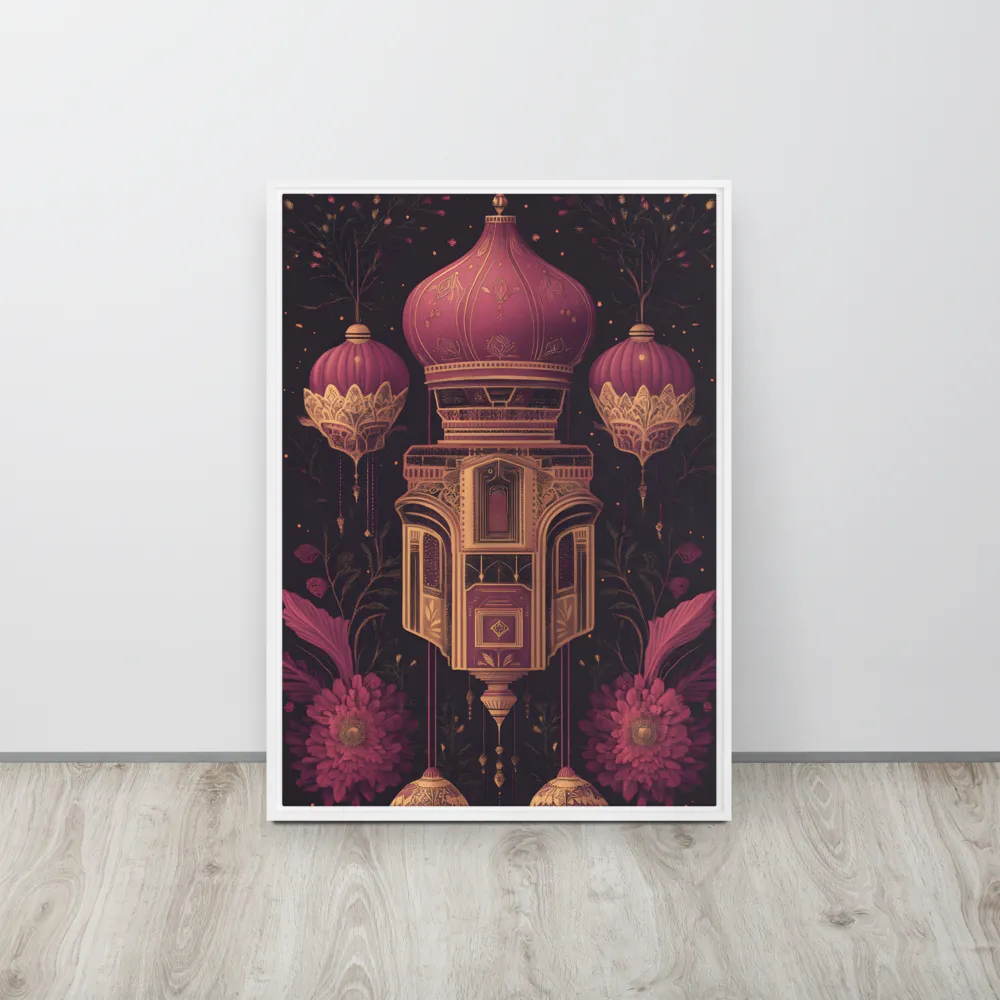 Ornate Harmony: A Digital Floral Architecture | Canvas with White Frame | 20″×28″