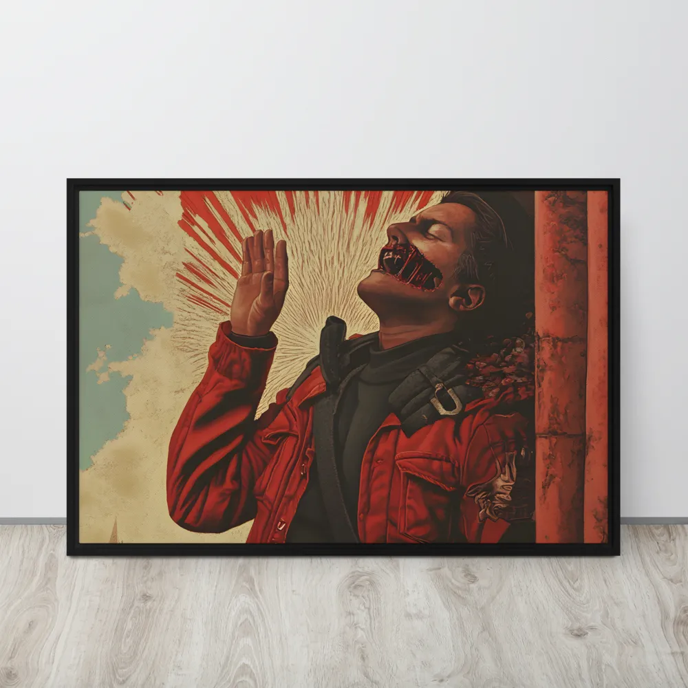 Defiant Echoes of Ruin | Canvas with Black Frame | 24″×36″