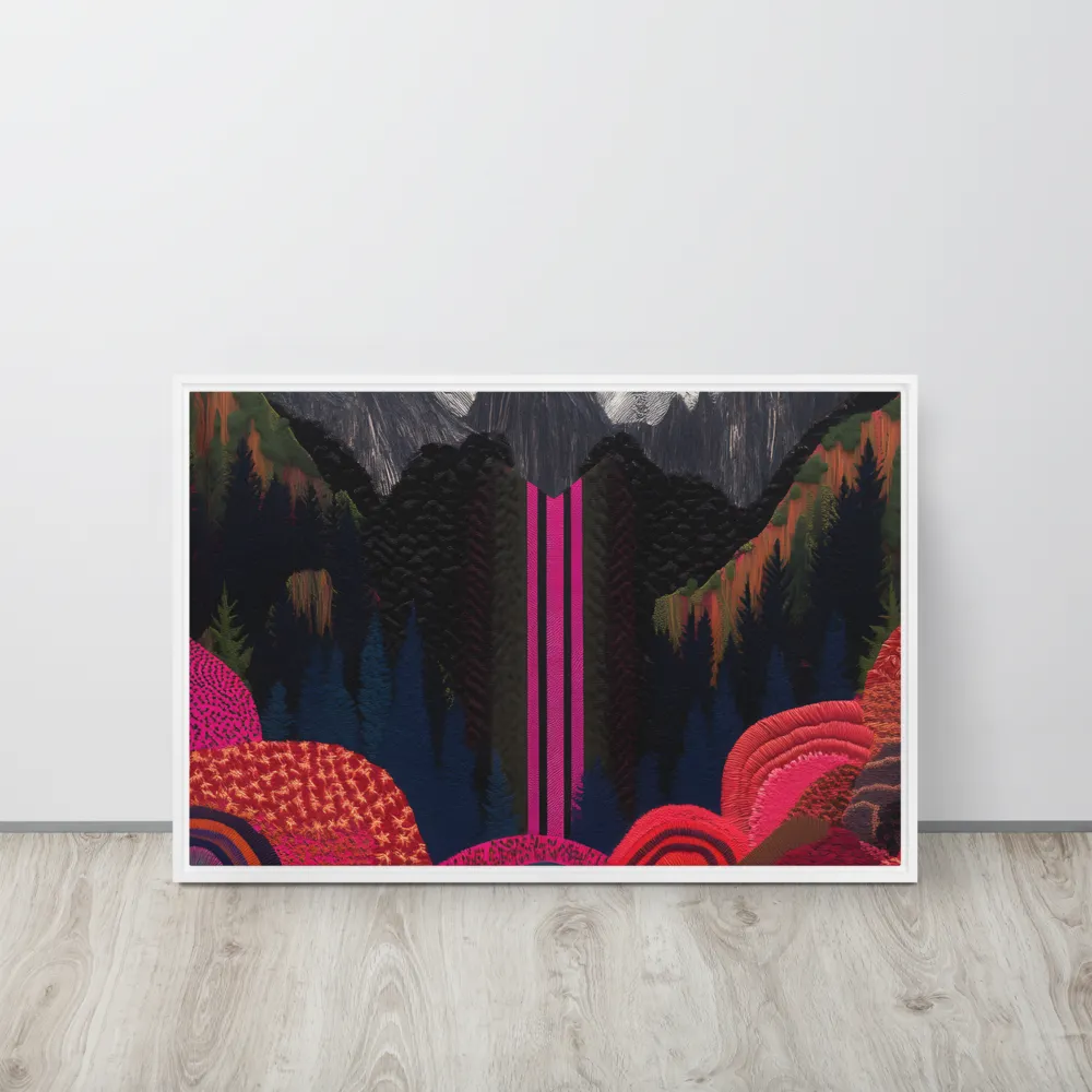 Ethereal Cascade: A Surreal Landscape | Canvas with White Frame | 20″×30″