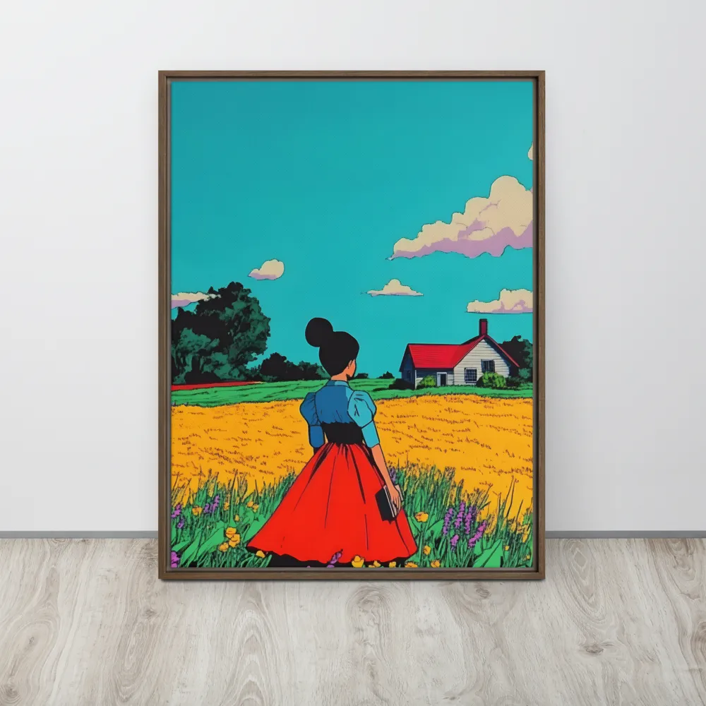 Whispers of a Sunlit Meadow | Canvas with Brown Frame | 24″×32″