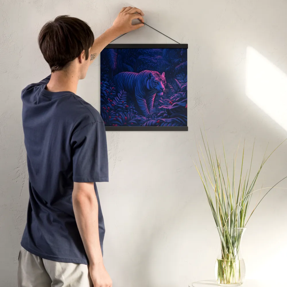 Mystic Prowler: The White Tiger in the Jungle | Poster With Black Wood Hanger | 16″×16″