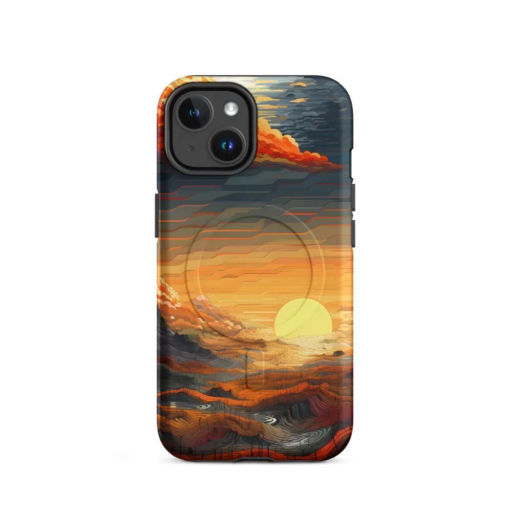 Ethereal Sunset: A Serene Landscape in Flowing Forms | Phone Case |  14 | MagSafe® Tough Case | Matte