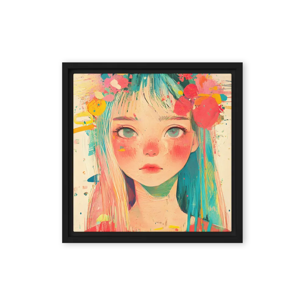 Whimsical Blossom | Canvas with Black Frame | 12″×12″