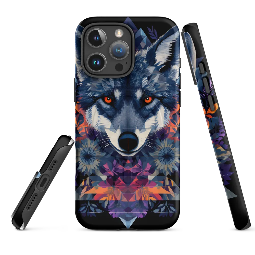 Mystical Wolf Amidst Floral Geometry