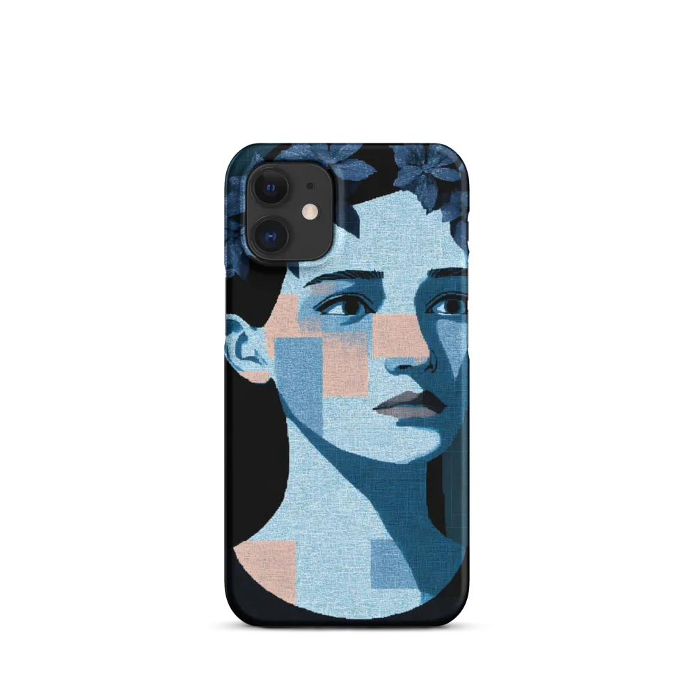 Grid-Wreathed Cyan Portrait