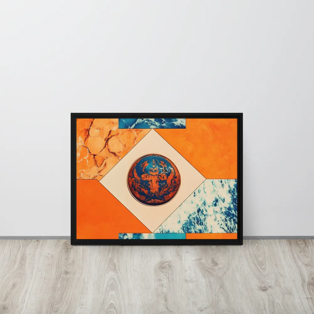 Harmonious Encounters: Abstract Geometry | Canvas with Black Frame | 18″×24″