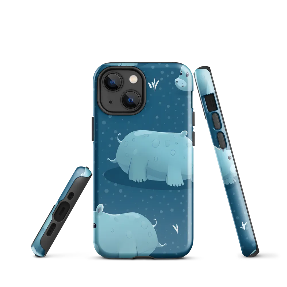 Whimsical Hippo Play | Phone Case |  13 mini | Tough Case | Glossy