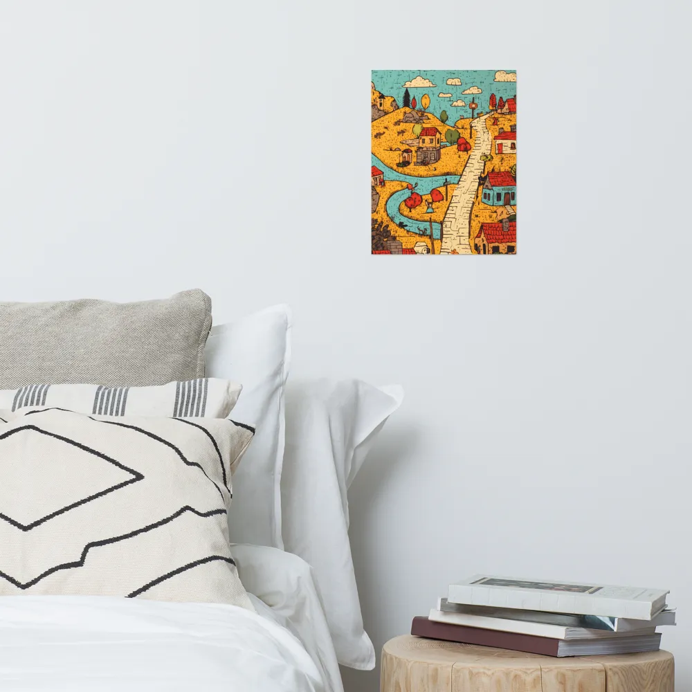 Whimsical Village Landscape | Poster | 11″×14″